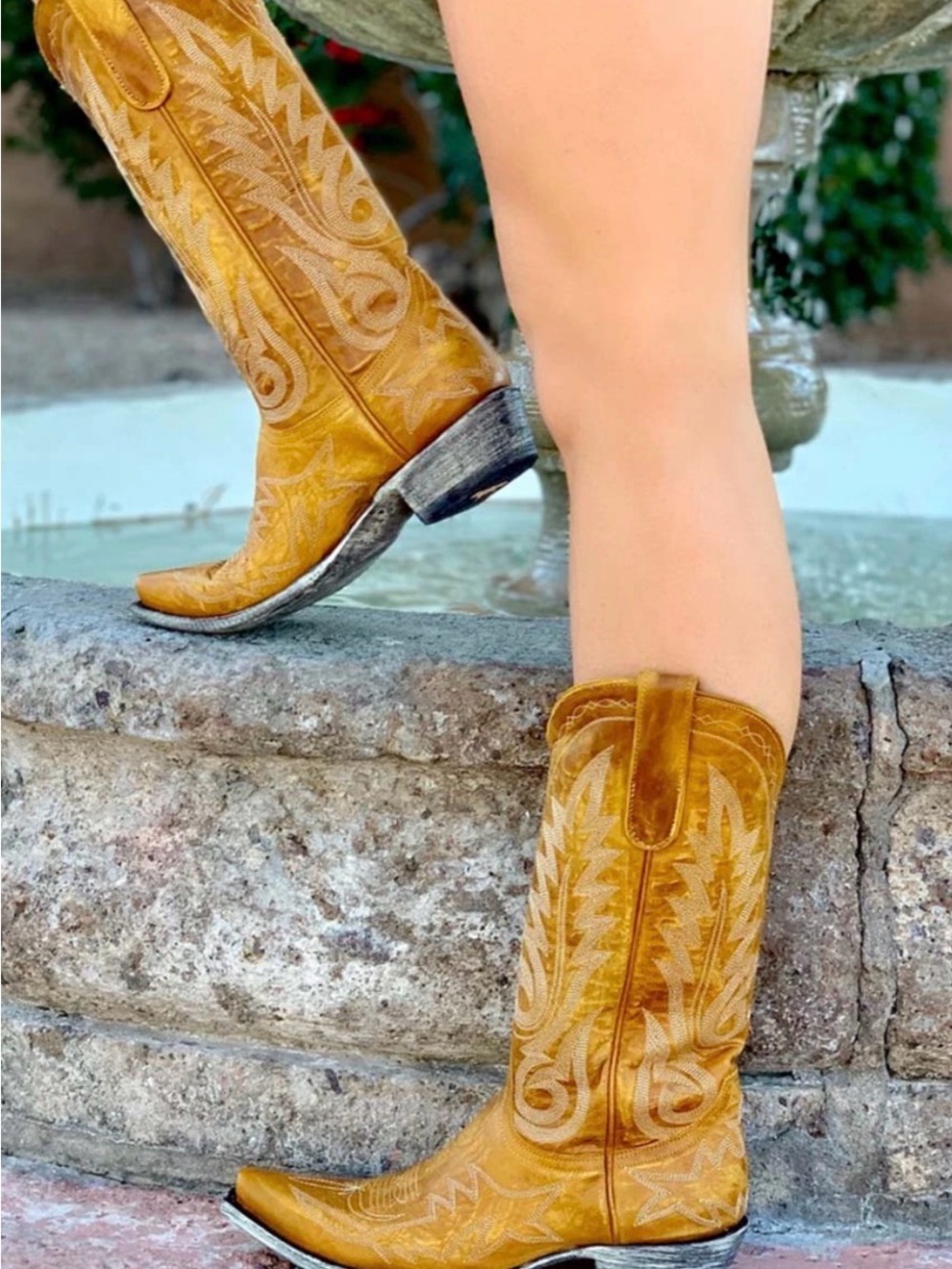 Old Gringo Mustard Yellow Embroidered Western Heeled Boots